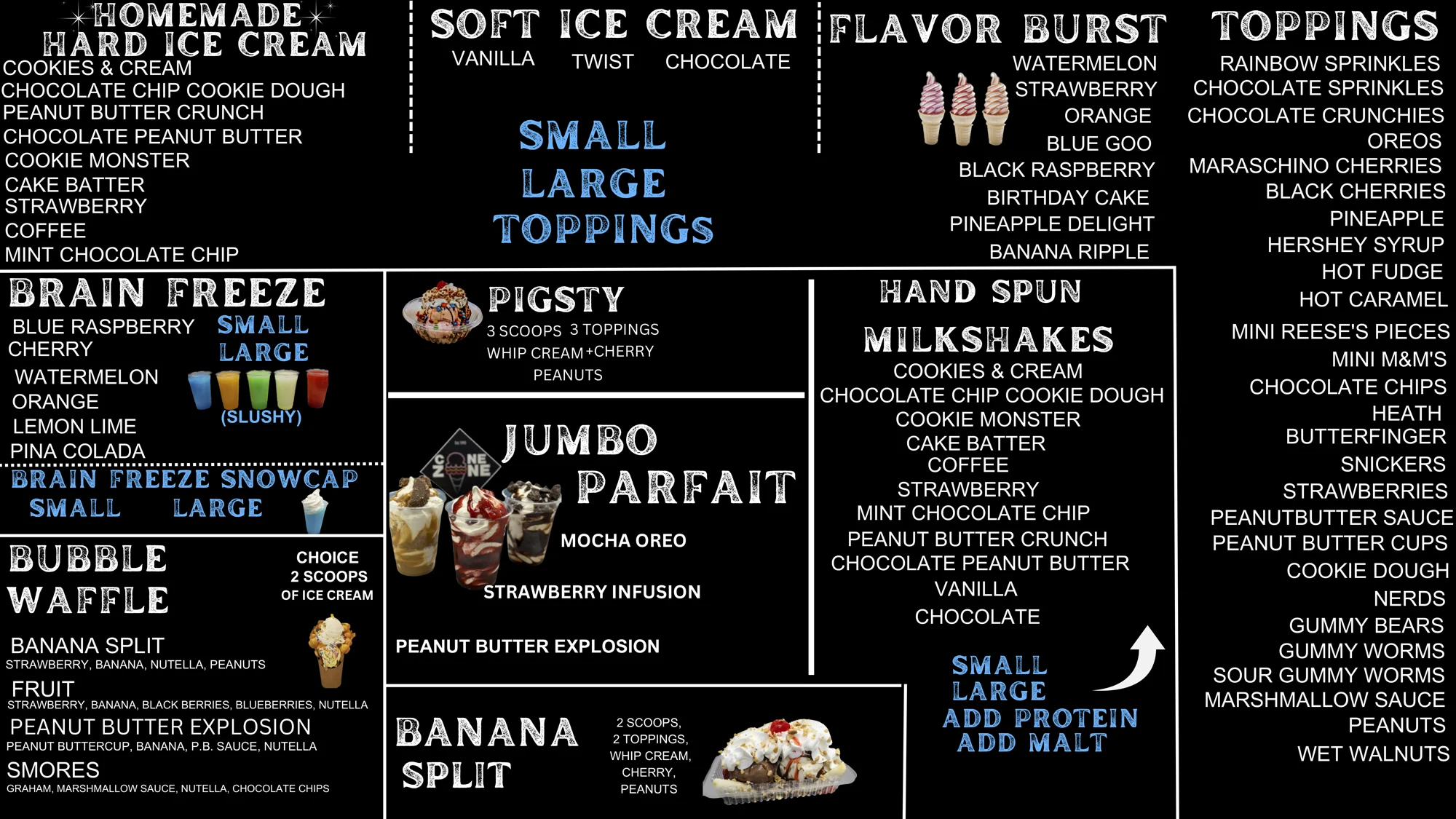 cone zone menu no prices