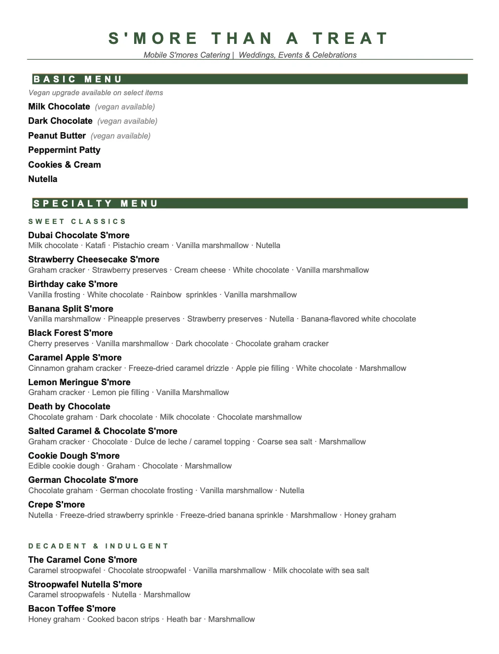 Smore Than A Treat Menu - No Pricing 1