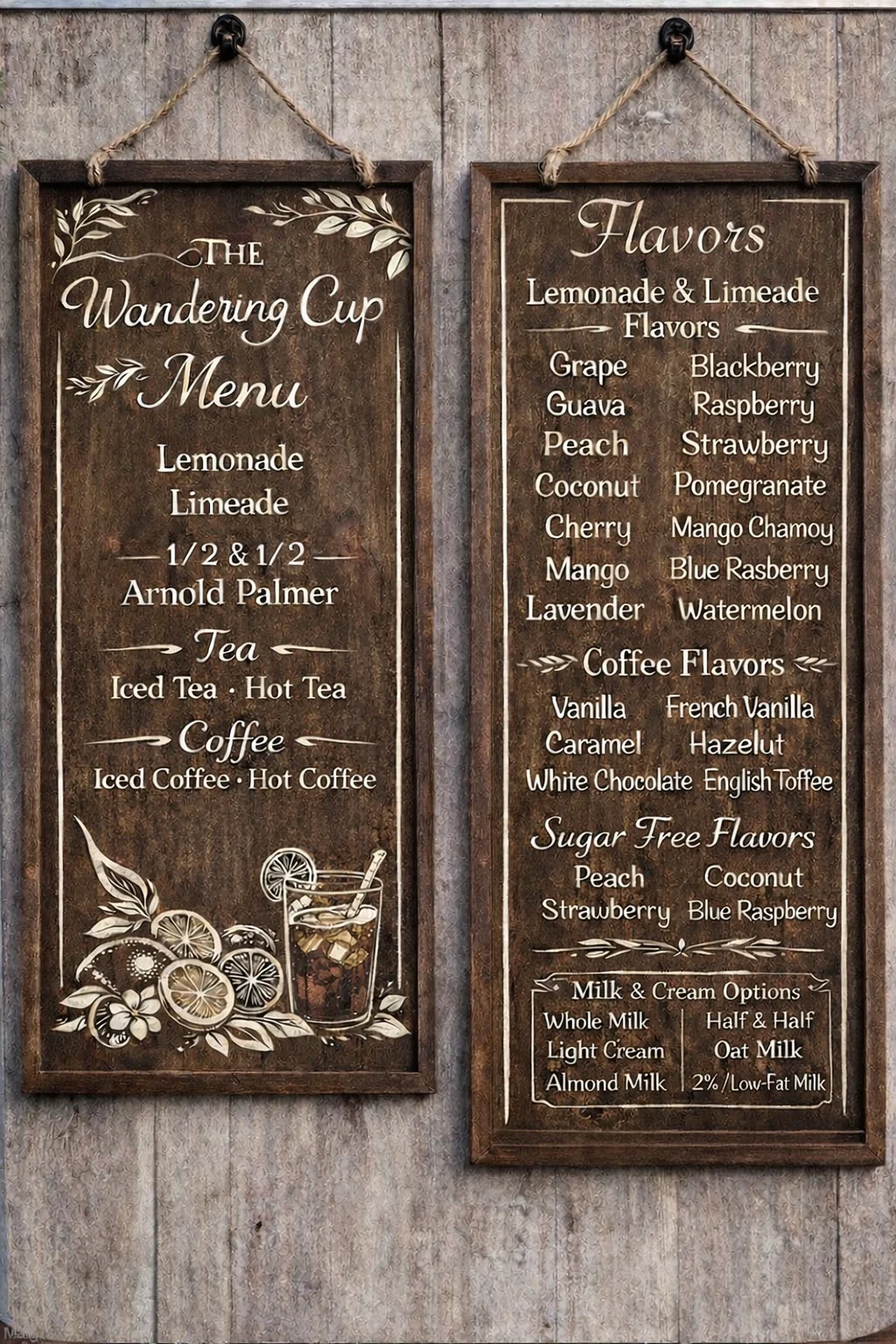 The Wandering Cup Menu