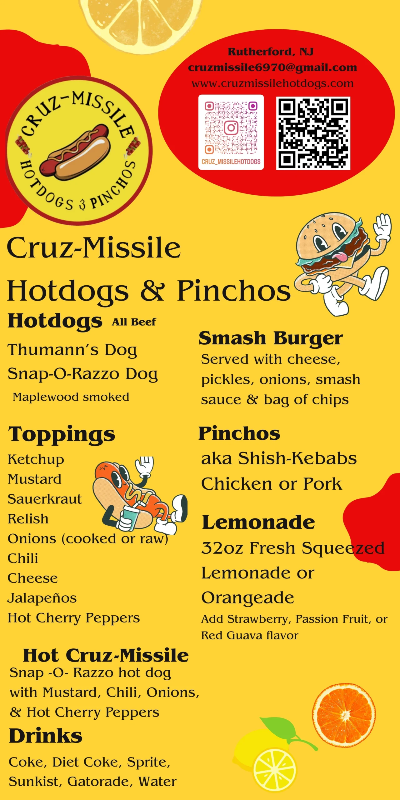 Cruz Missile Hotdogs & Pinchos Menu